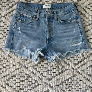 AGOLDE Women's Distressed Denim Shorts - Blue Parker shorter length